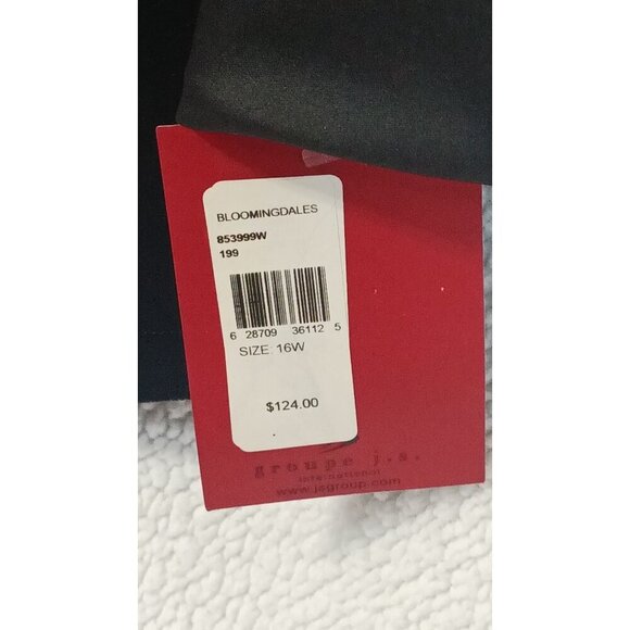 JS Collections Womens Black Blouse Chic Satin Cuffs And Collar Zip Back Size 16W - Picture 4 of 12